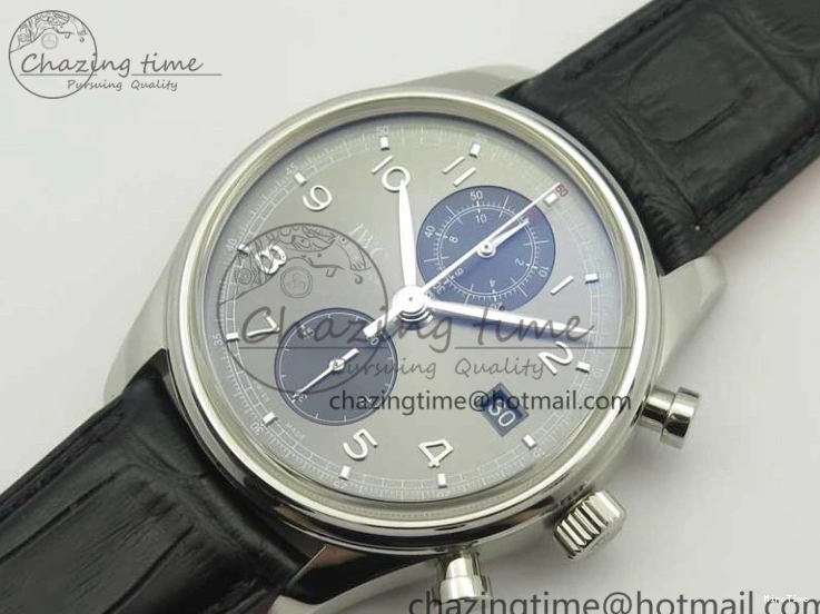 MIROTIME 0308 Portuguese Chrono SS ZF 1:1 Best Edition Gray Dial SS On Black Leather Strap A ZipUp 7215